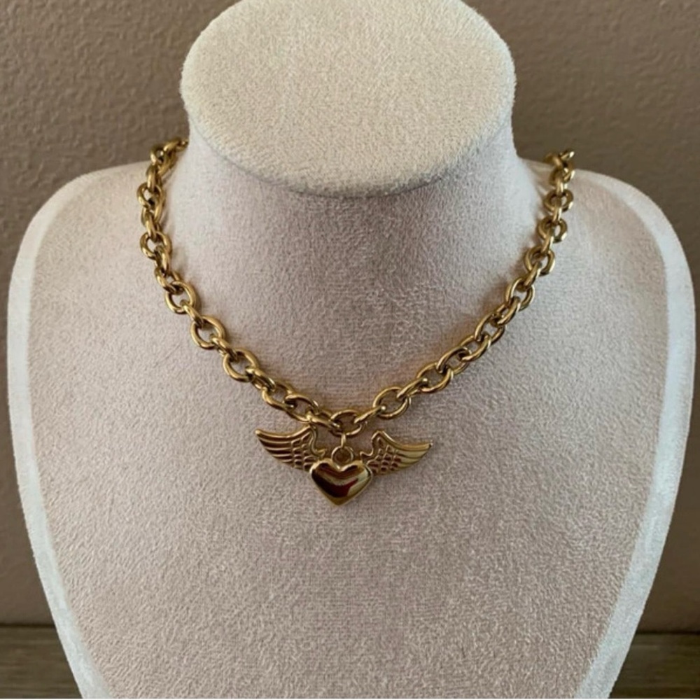 Gold Winged Heart Necklace